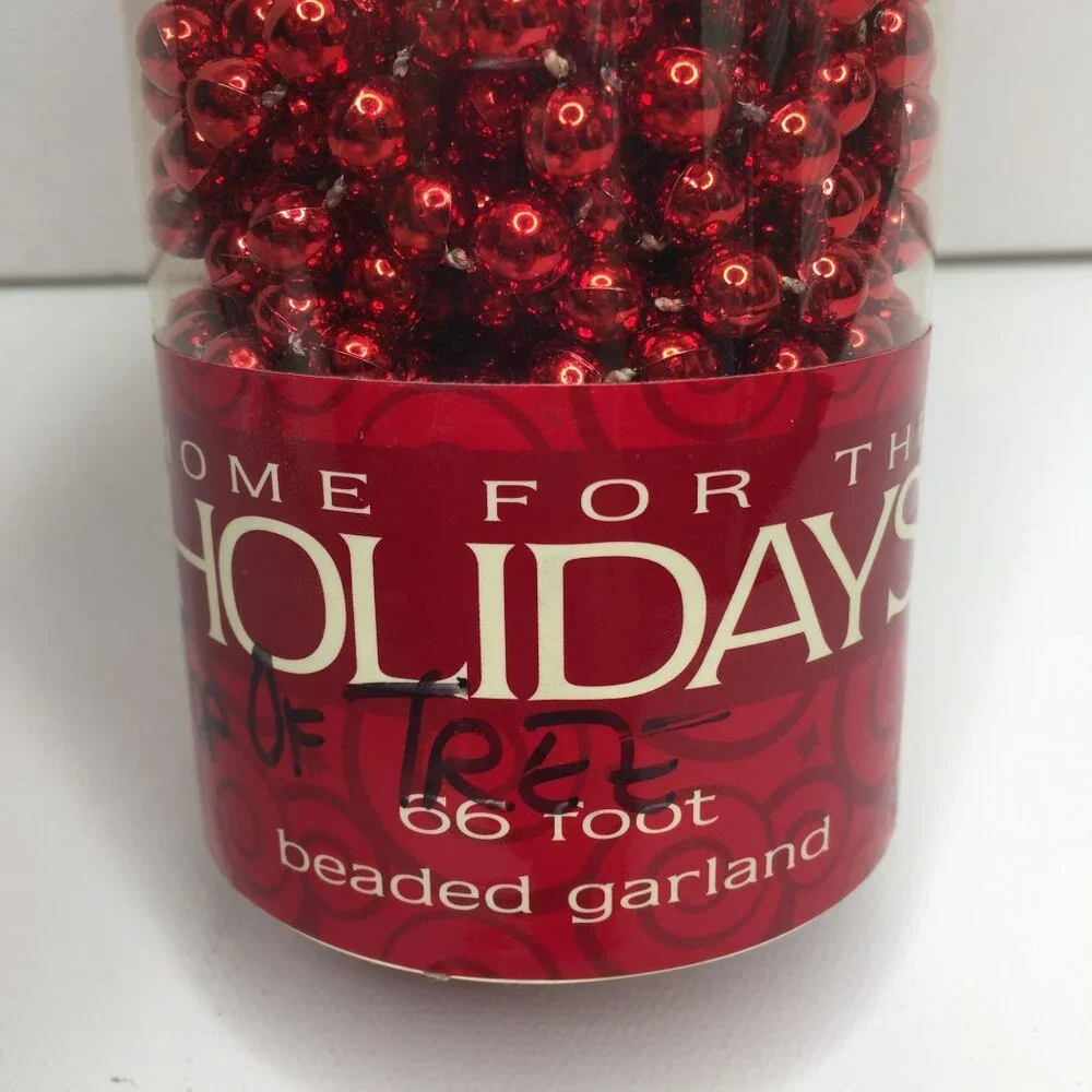 Home for the Holidays Set of 2 Red Beaded Garlands ~192